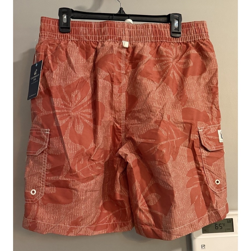 Caribbean Joe Swim Shorts Mesh Lined Drawstring‎ Beach Floral Cargo Medium New